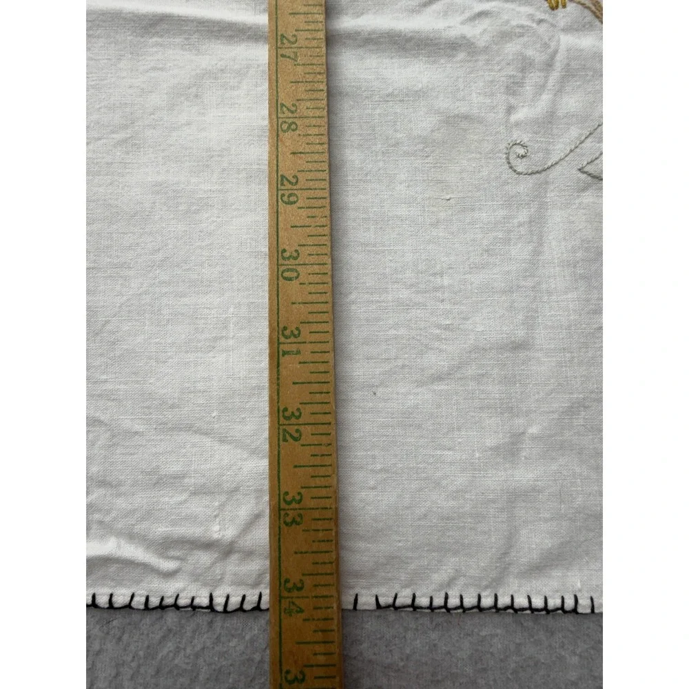 Vintage Card Table Cloth‎ Linen Look Felt Applique Suits Embroidered Ties 30x33